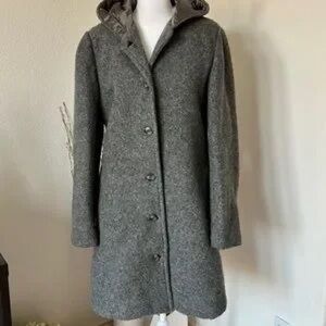 GAP Women's Gray Recycled Wool Hooded Pea Coat